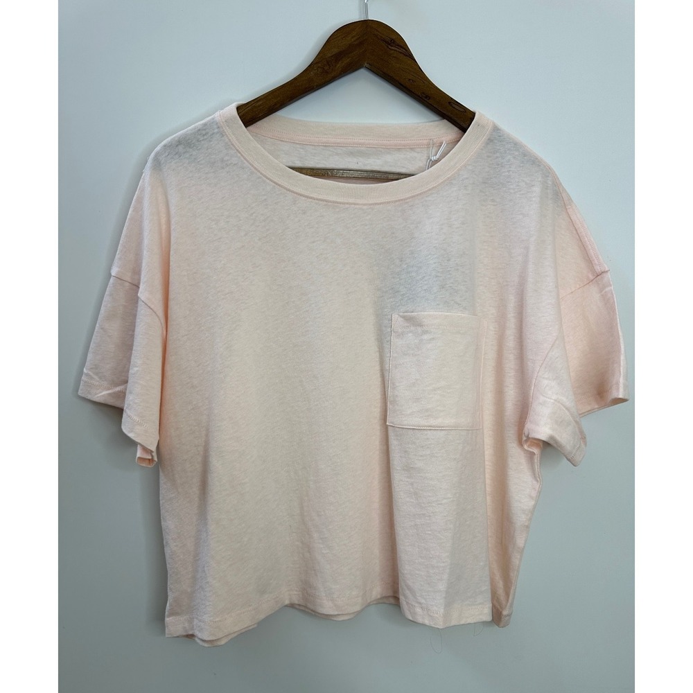 New Everlane Box Cut Crop Top Pocket Tee Pink Elevated Basic Large Minimalist - Picture 2 of 11